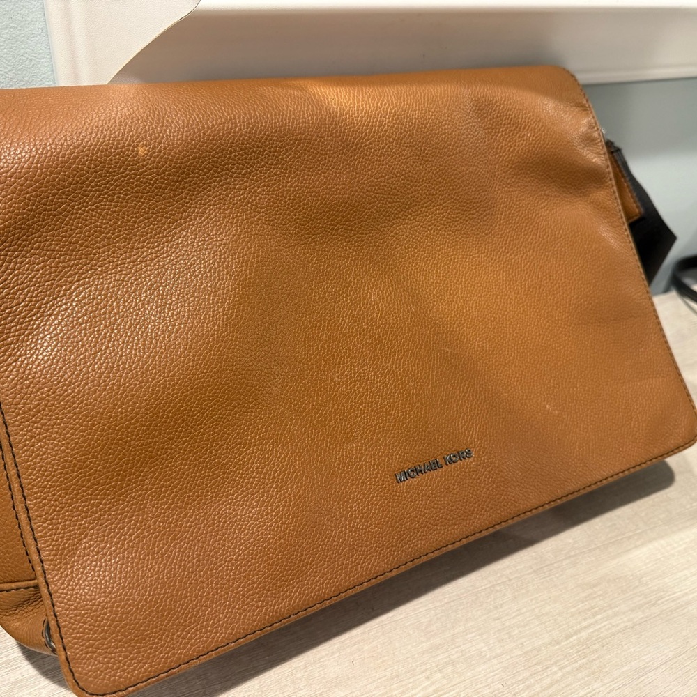 Michael Kors Tan Messenger Bag with Pebbled Leather